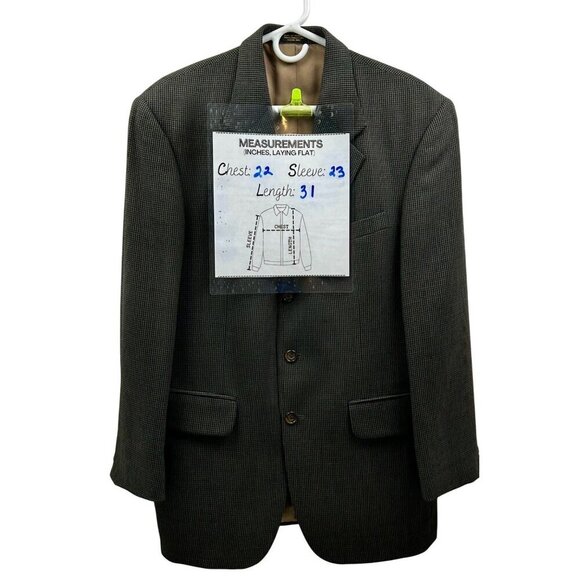 Oscar de la Renta Men’s Wool Houndstooth Blazer Sports Coat - 40R - Green - Picture 4 of 14